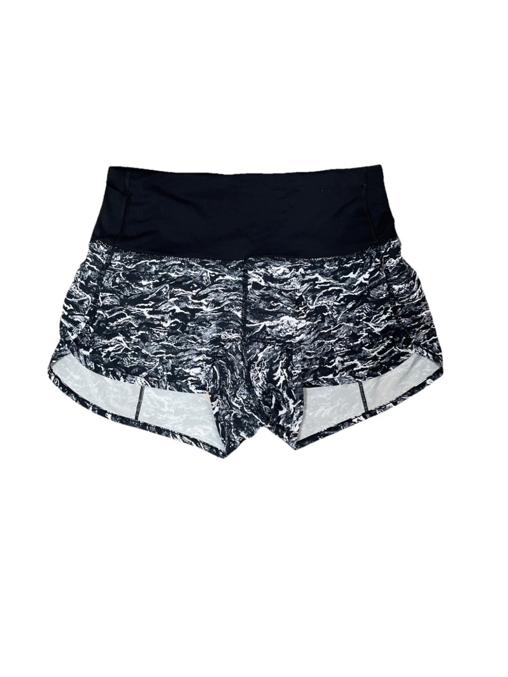 Lululemon Womens Run Speed Shorts Size 6 High Waist Nami Wave White Black
